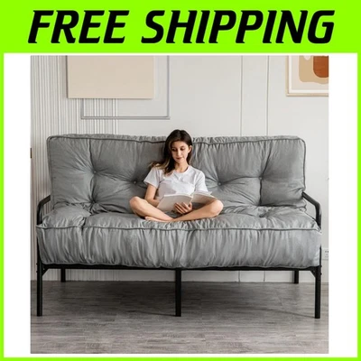 Colchón Futón Gris Alta Densidad 8" - Cubierta de Lino Incluida Foto 1 de 4