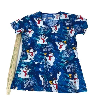 Frosty The Snowman Cherokee Scrubs Tooniforms V Neck Womens XXS NEW NWT - Image 1 of 4