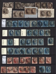 BELGIUM / 1849 - 1863 KING LEOPOLD I / LARGE USED CLASSIC STAMPS SELECTION - Picture 1 of 5