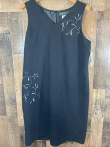Vestido recto Harve Bernard bordado mezcla de lana cremallera para mujer talla 14 negro nuevo con etiquetas - Imagen 1 de 16