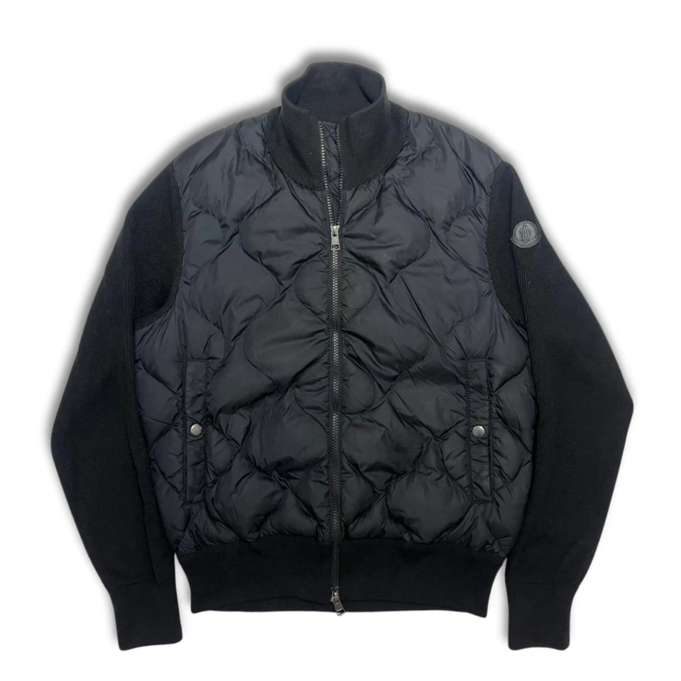 Moncler Tricot Down Cardigan Jacket  Men’s M, quilted nylon & wool, Black Badge - Image 1 of 4