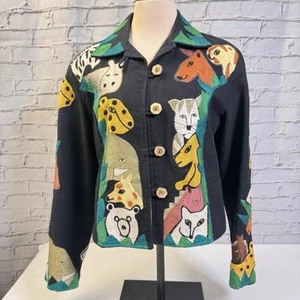 Vintage ANAGE Safari Tiere bestickte Jacke Größe L - Bild 1 von 24