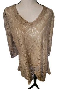 Boho fließende Spitze V-Ausschnitt Lagenlook Tunika Top oder Schwimmen Cover-Up Damen Gr. M - Bild 1 von 18