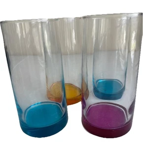 MCM farbige Boden Boden Becher Libbey Crisa Trinkgläser 8 oz - 4er Set - Bild 1 von 9
