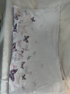Girls Single Bedding Duvet Cover And Pillow Case White & Purple Butterfly - Picture 1 of 6