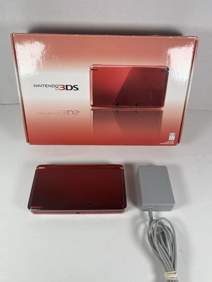 Nintendo 3DS Console Flame Red Console System - Complete in box CIB - NICE! - Image 1 of 4