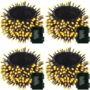 4 Stück 160 Fuß 400 LED batteriebetriebene Weihnachtsbeleuchtung Innen/Außen mit Timer - Bild 1 von 7