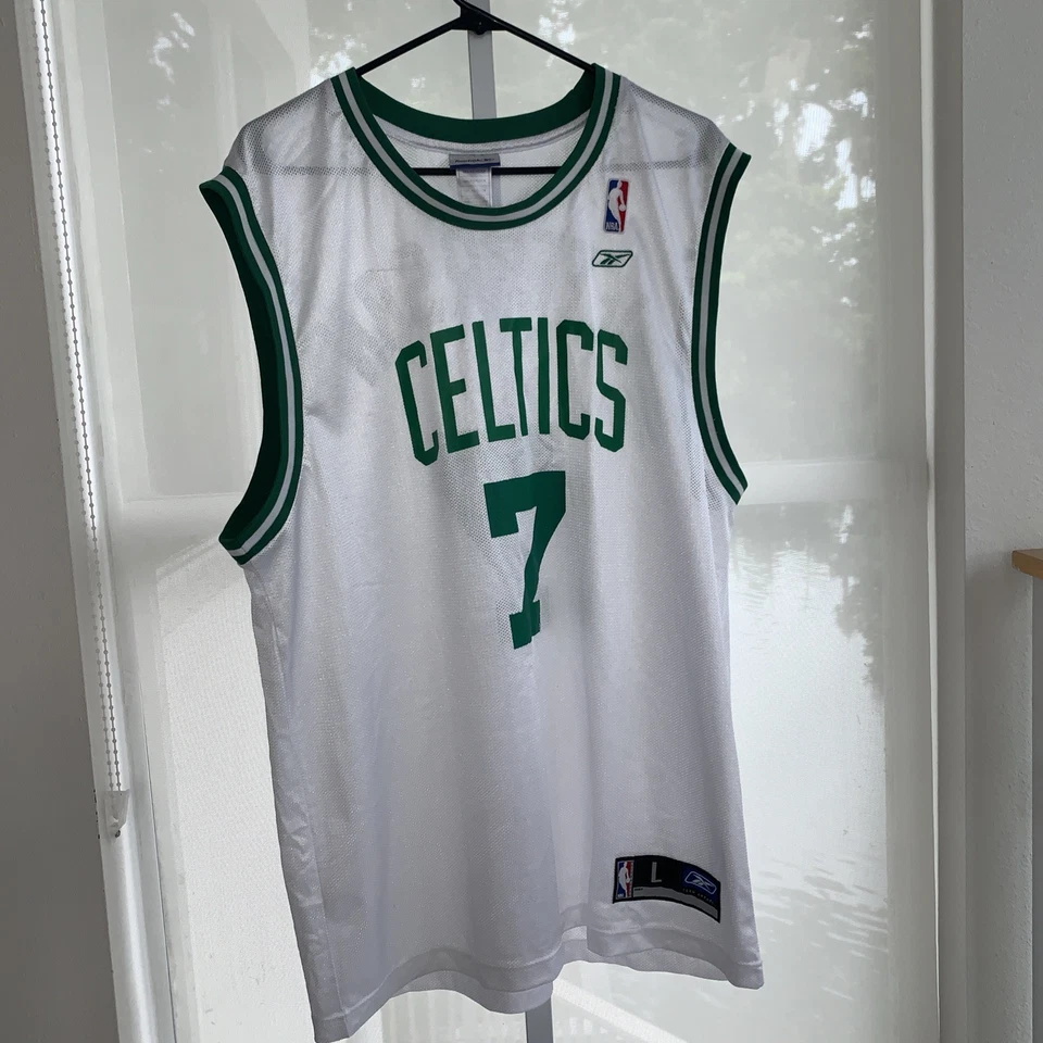 Camiseta grande de los Boston Celtics Al Jefferson blanca verde Reebok NBA #7 vintage  Foto 1 de 4