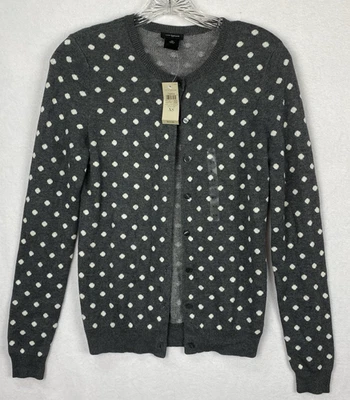Ann Taylor 女式 XS 灰色圆点开衫棉人造丝尼龙 MSRP 74.50 美元全新带标签 — 第 1/4 张图片