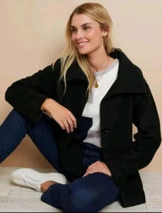 💚 NEW - W Lane Size 16 Black Knit Button Up Jacket Coat - RRP $169.99 💚 - Picture 1 of 7