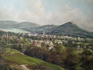 Ölgemälde HECHINGEN Burg Schloss castle chateau HOHENZOLLERN unleserlich signier - Bild 1 von 2