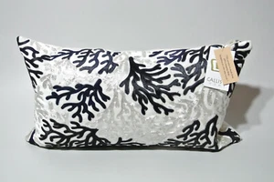 CALLISTO HOME DECORATIVE CALFSKIN & SILVER METALLIC DOWN FEATHER PILLOW 24 X 14 - Picture 1 of 7