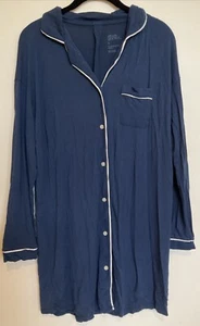 Stars Above Sleep Shirt Pajamas S Nightgown Tunic Button Front Navy - Picture 1 of 3