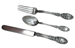 1908 Alvin Floreale SPOSE BOUQUET Gioventù Bambino Set SilverPlate HH Coltello Forchetta Cucchiaio - Foto 1 di 8