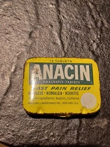 Anacin Old Aspirin Tin Vintage Fast Pain Relief - Picture 1 of 4