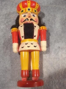 VINTAGE ULLMANN GMBH HANDGEFERTIGT/HANDBEMALT HOLZ 1O" GROSS ROYAL KING NUSSKNACKER - Bild 1 von 5