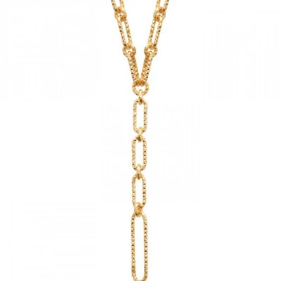 Collier Cravate Anneaux enlacés tressés Plaqué Or 18 carats 750/1000 - Photo 1/2