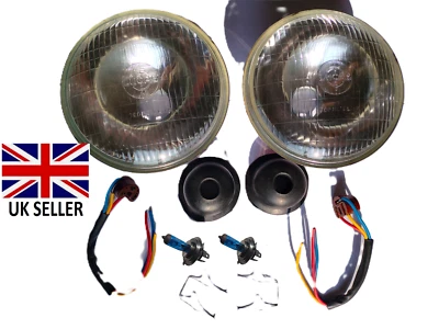 Klassischer Auto 7" Kristallklar H4 Xenon Halogen Scheinwerfer Umrüstung Gewölbt - Bild 1 von 2