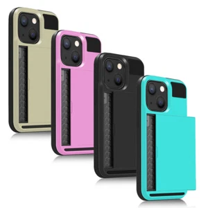 For iPhone 14 Plus 13 Pro 13 Pro Max Shockproof Card Holder Wallet Case Cover - Picture 1 of 27