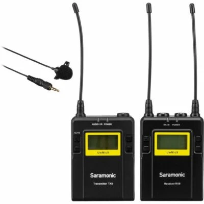 Microphone Kit Wireless = Saramonic UwMic9  TX9 + RX9 Camera-Mount Omni Lavalier - Image 1 of 4