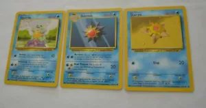 POKEMON SQUIRTLE 63/102 1999, STARMIE 64/102 & STARYU 65/102 - Foto 1 di 2