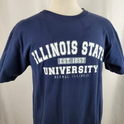 Illinois State University T-Shirt Mens Medium Blue Cotton Crew Neck Normal, IL - Image 1 of 4