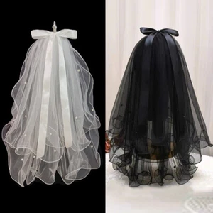 Velo de Boda para Novias Accesorios Corto Perla Cuentas Fiesta Ropa Activa - Imagen 1 de 9