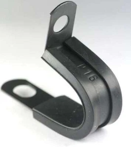 Black Stainless Steel P Clips Clamp W5 316 Marine Grade Rubber Linned - Picture 1 of 3