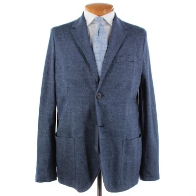 Abrigo deportivo Harris Wharf London nuevo con etiquetas 100 % algodón talla 54 (44 EE. UU.) en azul a cuadros Foto 1 de 4