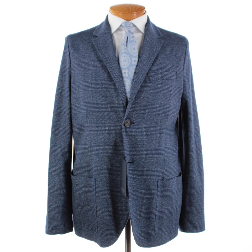 Abrigo deportivo Harris Wharf London nuevo con etiquetas 100 % algodón talla 54 (44 EE. UU.) en azul a cuadros Foto 1 de 4