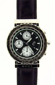 Exte Acht Chronograph World time Rotating Bezel Black Dial Stainless Steel Watch - Picture 1 of 5