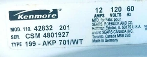 Cable de alimentación Kenmore modelo 110.42832201 lavadora eléctrica - Imagen 1 de 1