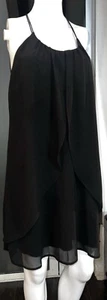 Forever 21 schwarze Chiffon geschichtete abgestufte Spaghettiriemen mittlere Oberschenkellänge M - Bild 1 von 8