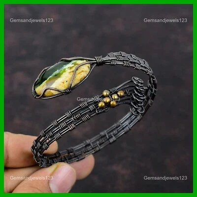 Brazalete Brazalete Ovalado Australiano Cromo Piedra Calcedonia Cobre Envuelto Nuevo Foto 1 de 4