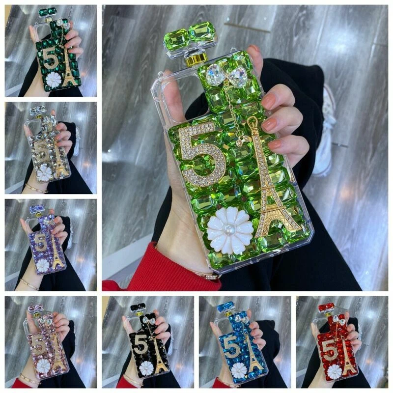 Funda protectora para botella de perfume diamante brillante brillante para iPhone 12 11 Pro XS Max XR 8 Foto 1 de 4