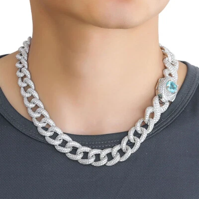 16MM 5AAA+ CZ Ice Out Hop Hip Bling Eye Cuban Infinity Link Chain Necklace - Image 1 of 4
