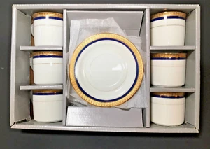 Auratic 12-teiliges Kaffee/Espresso Demi Tasse Tasse & Untertasse Box Set Goldrand - Bild 1 von 14