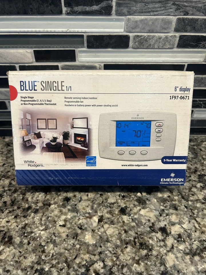TERMOSTATO PROGRAMABLE ÚNICO AZUL WHITE-RODGERS EMERSON 1F97-0671 Singlestage Foto 1 de 4