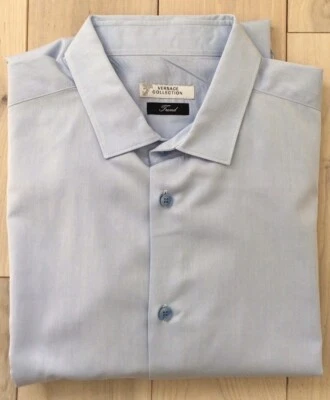 Camisas sociais masculinas Versace Collection 44 azul claro - Imagem 1 de 4