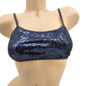 New Chan Luu Sequin Bra Bralette Womens S Navy Blue Sports Bras - Picture 1 of 5