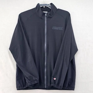 Champion Windbreak Jacket Men's Large Vented Black Full Zip Pockets Preppy - Picture 1 of 9