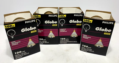 Philips 100G40/4M G40 5" Globe Clear Bulb 100W 120V 4000 hrs (lot of 4) - Image 1 of 4