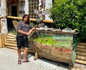 Bootsregal Sumatra Boot als Regal Boots-Bar Design Antik Holz Event-Dekoration - Bild 1 von 7