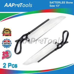2 Satterlee Bone Saw 13" Light Metal Handle High Quality Stainless Steel Blade - Picture 1 of 3