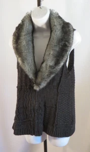 Chaleco suéter de mezcla de algodón Chicos para mujer con cuello de piel sintética gris oscuro talla 0 pequeño - Imagen 1 de 4