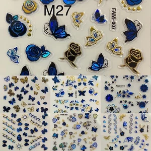 Nail Art 10 BLATT blau Mix KOSTENLOSER Versand + kostenlose zusätzliche Aufkleber zufälliges Design - Bild 1 von 21