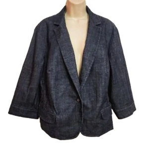 Howe 2 | Chaqueta Blazer Denim 1 Botón Recortada Lavado Oscuro Ajustada Azul 20 W - Imagen 1 de 10