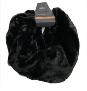 Women's West Loop Black Faux Fur Infinity Scarf. Ships Fast - Picture 1 of 3
