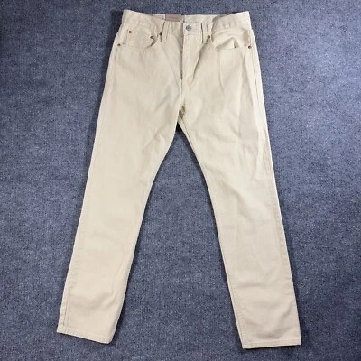 Levis 502 Jeans Mens 32x32 Taper Cream Yellow Denim Irregular - Image 1 of 4