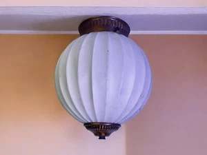 Antique Frosted Ribbed Ceiling Light Fixture Flush Mount Vintage - Foto 1 di 13